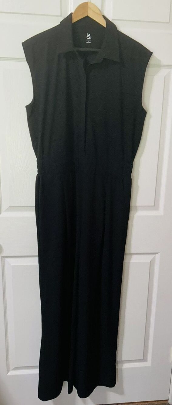 Lou & Grey Womens Wanderweave Utility Jumpsuit Sleeveless Black